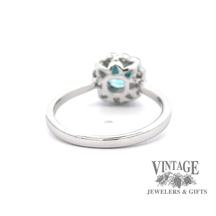 Natural blue zircon and diamond 14kw gold ring