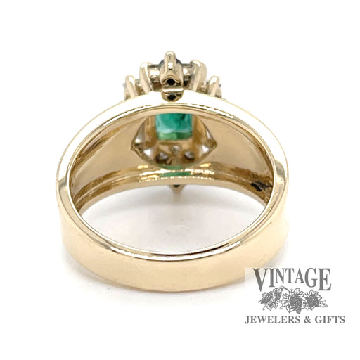 Emerald and diamond 14ky gold tapered ring bottom