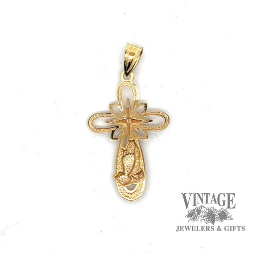 10ky gold Praying cross pendant, backside