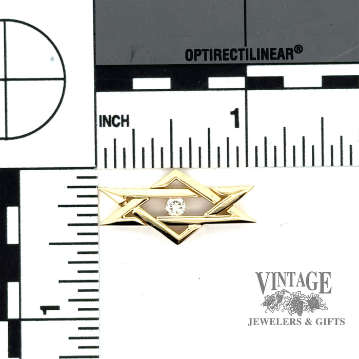 18ky gold elongated Star of David diamond pendant with scale