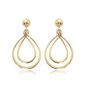 14 karat yellow gold small open double pear-shape pierced drop earrings