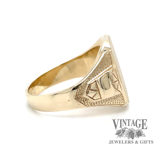 Vintage deco 10ky gold signet ring side