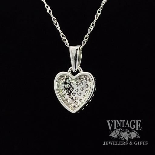 14 karat white gold diamond pave heart pendant back