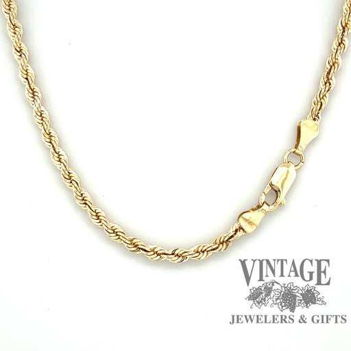 16”  14 karat yellow gold  3.1 mm solid rope chain