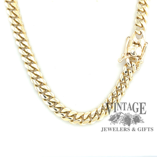26” 10 karat yellow solid gold 7 mm Cuban link chain necklace