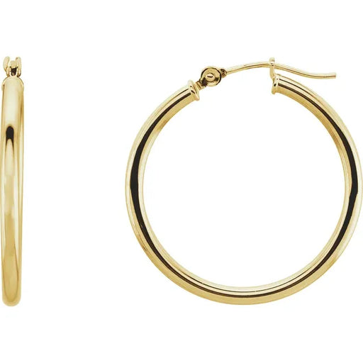 14 karat yellow gold pierced tube hoops