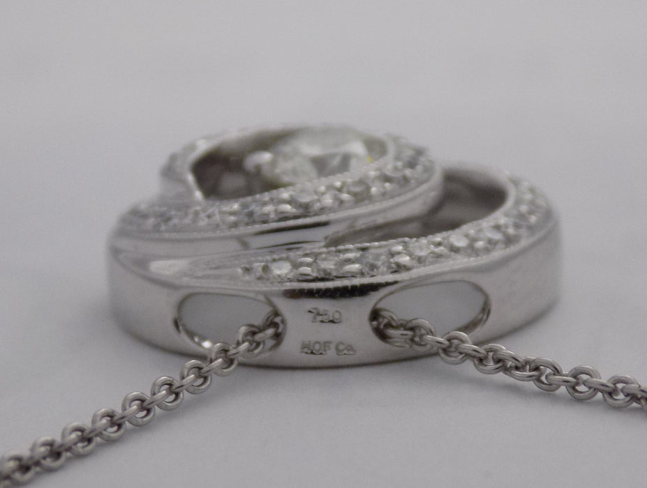18k white gold, Hearts on Fire diamond swirl pendant, top of pendant