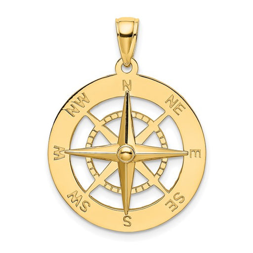 14k yellow gold detailed Compass charm or pendant