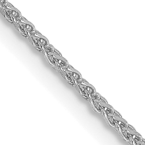 18" 14k white gold 1.25 mm diamond cut Spiga chain, link detail