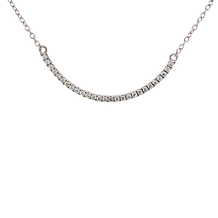 "Smile" shape diamond bar necklace white gold