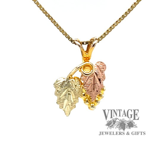 Black Hills Gold Grape pendant in 10 and 12 karat multi gold