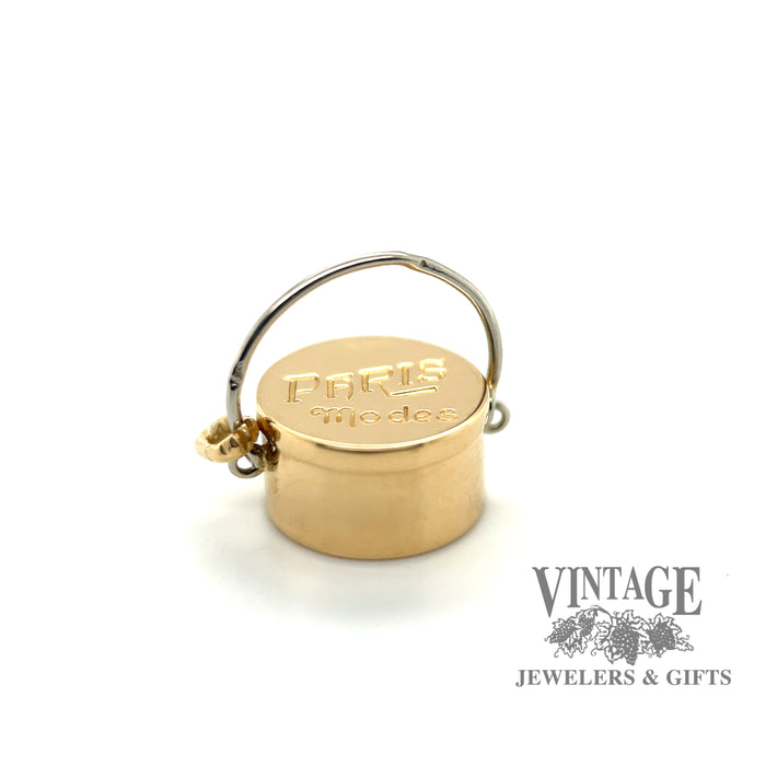 Paris souvenir 18ky gold box charm with enamel heart on chain