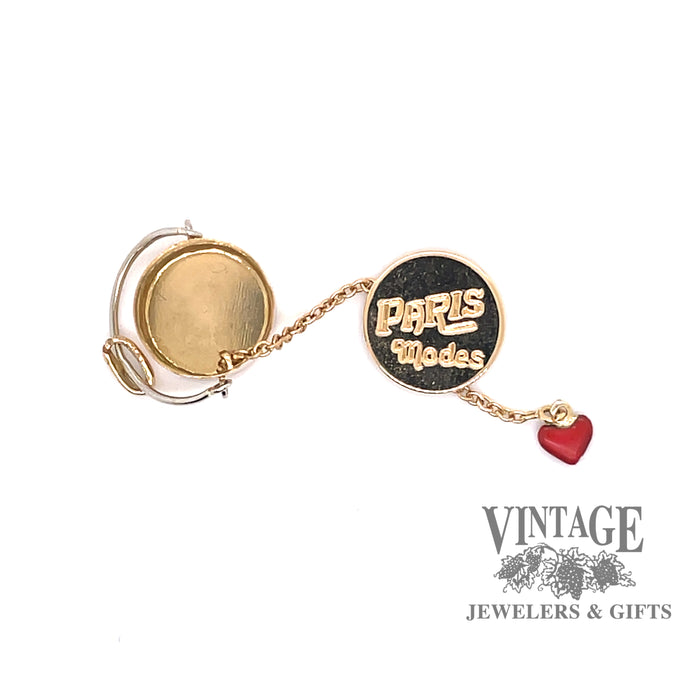 Paris souvenir 18ky gold box charm with enamel heart on chain
