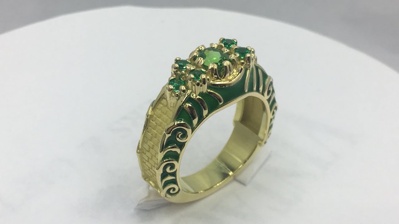 Wizard of Oz themed gold men's ring