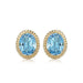 14 karat yellow gold oval Blue topaz bezel set twisted wire rim pierced stud earrings