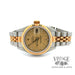 Ladies pre-owned Rolex stainless steel and 18ky gold Oyster perpetual datejust watch, close up