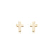 14 karat yellow gold small baby cross stud pierced earrings with screw post and protective back