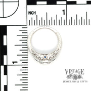 Sapphire and .70ct natural diamond filigree gallery 14kw gold ring scale