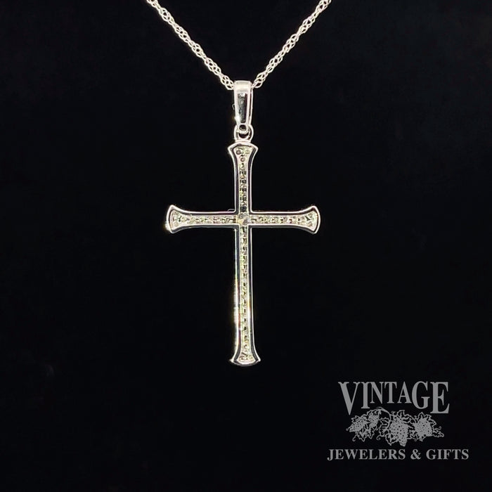 Diamond 14k white gold cross necklace back