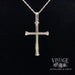 Diamond 14k white gold cross necklace back