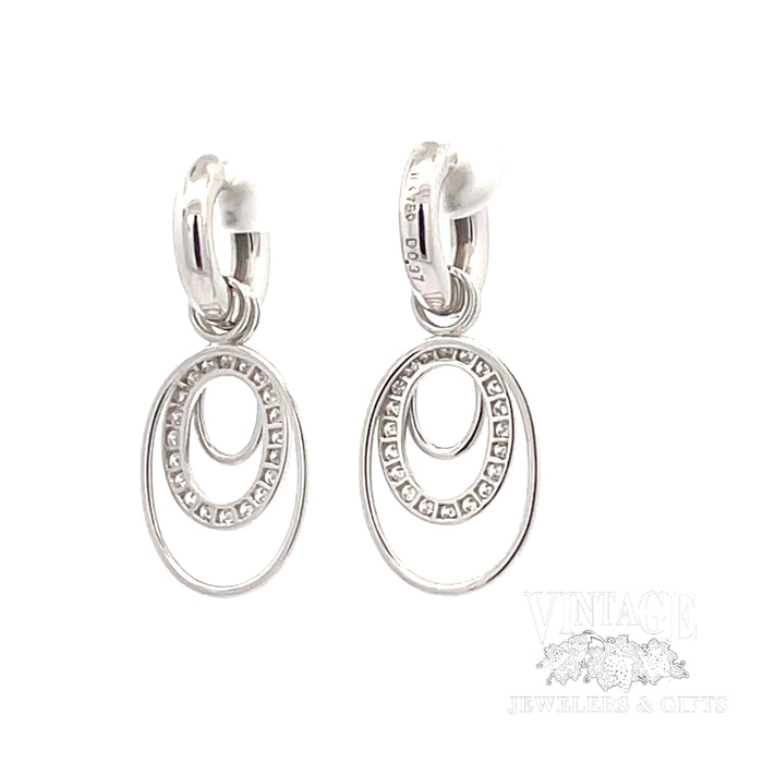 Huggie Hoop Earrings with removable charms in 18k White Gold and Diamonds BACK