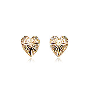 14 karat yellow gold lined heart shape pierced stud earrings