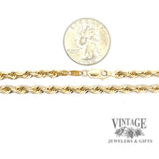 20” 14ky solid gold 4mm rope chain scale