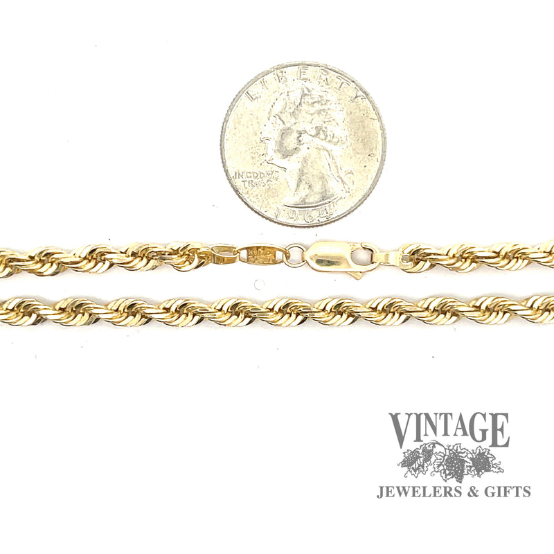 20” 14ky solid gold 4mm rope chain scale