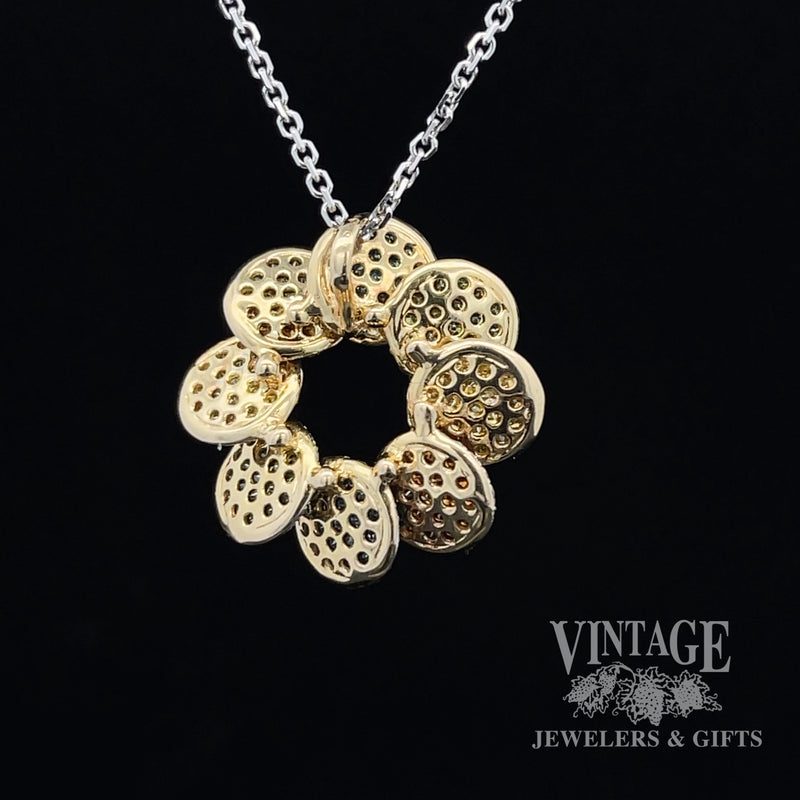 Multi colored diamond pave circular pendant back