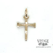 Rustic 10k gold cross pendant back