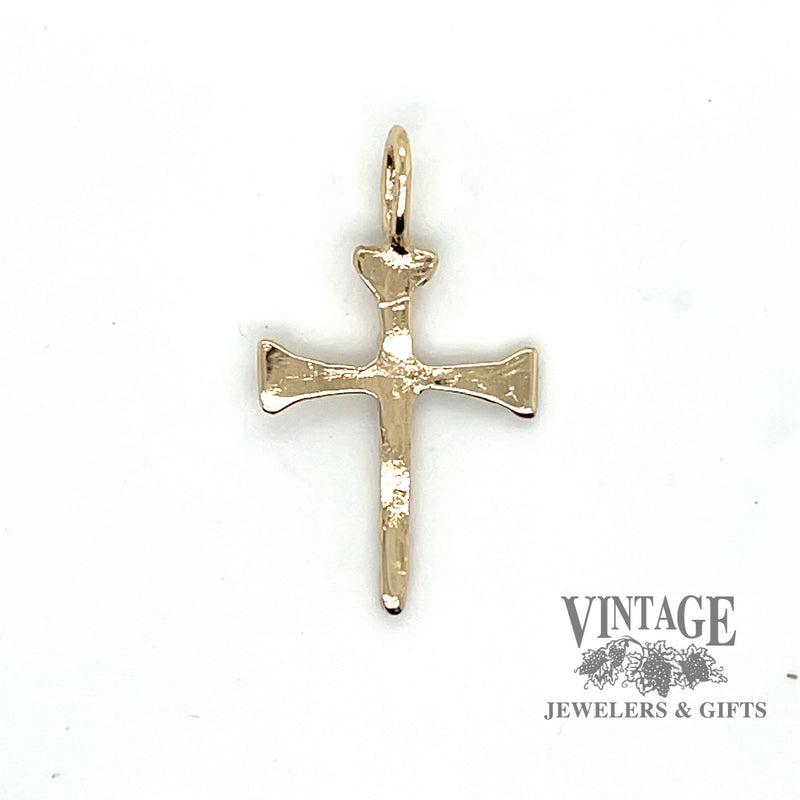 Rustic 10k gold cross pendant back