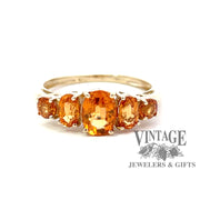 10 karat yellow gold 5-stone mandarin garnet ring