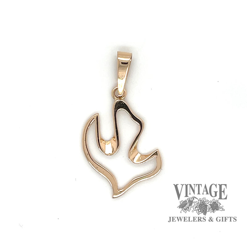 Dove silhouette 18k gold pendant