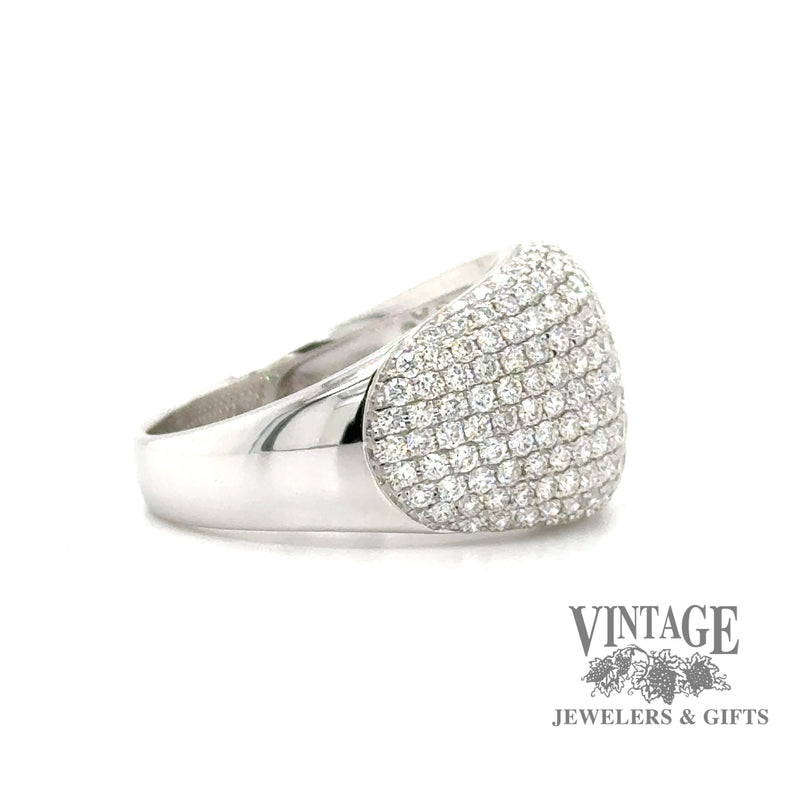 Domed 2.07 CTW diamond pave 18kw gold ring side