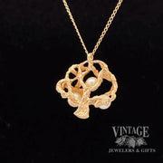 14k Tree and Pearl Pendant necklace back