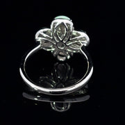 Back Crystal opal and diamond 14kw gold petal shaped ring