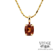 14 karat yellow gold 2.25ct orange hessonite garnet pendant