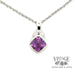 14kw gold cushion shaped amethyst and diamond necklace