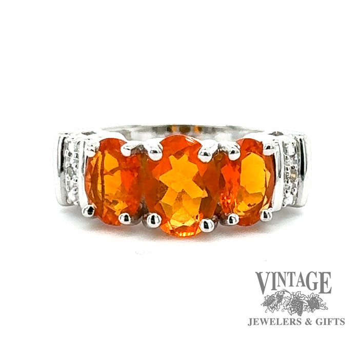 Fire opal and diamond 10kw gold ring