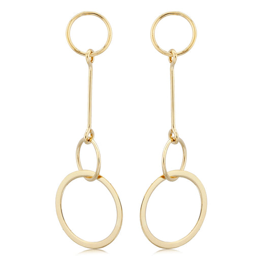 14 karat yellow gold hanging circles pierced drop earrings