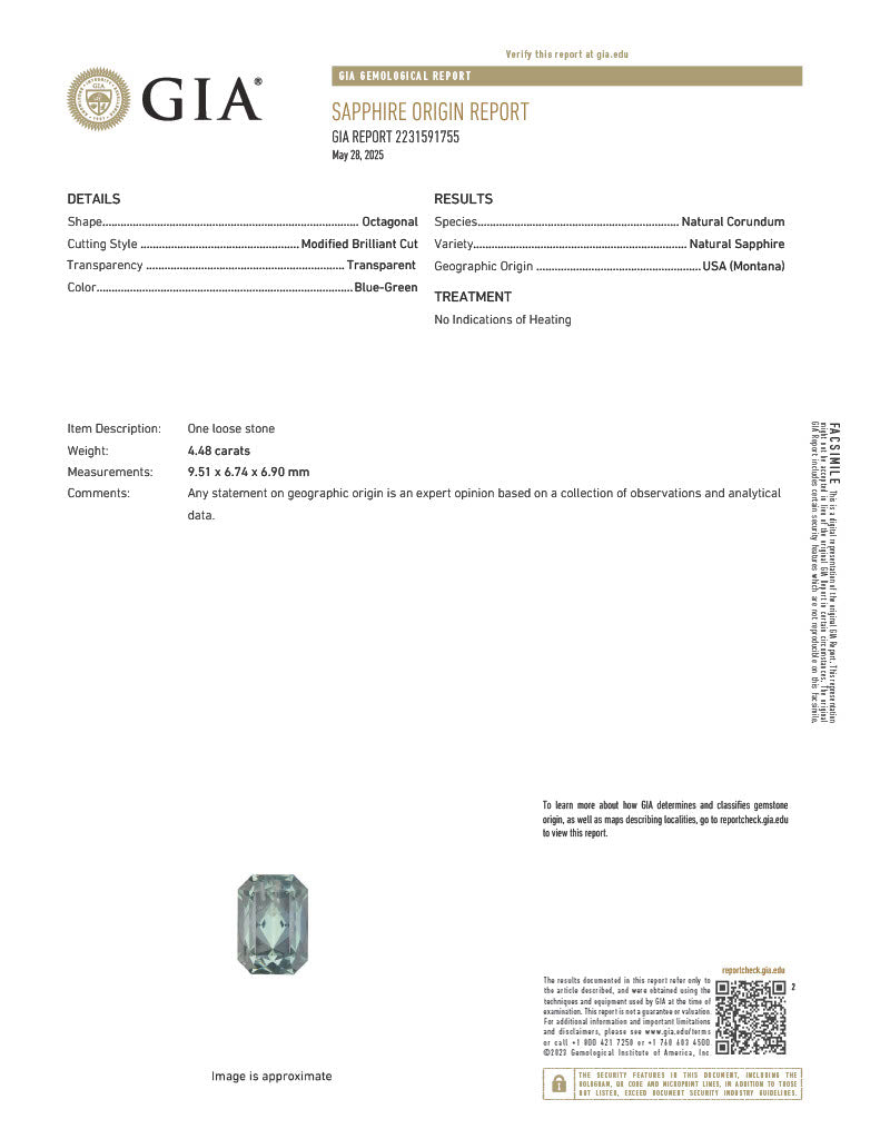 4.48 carat Montata unheated natural sapphire