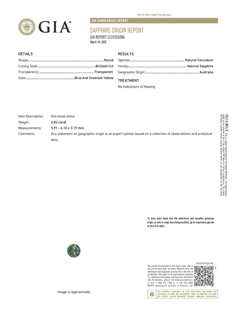 .82 Carat Natural Teal Round Cut Australian Sapphire