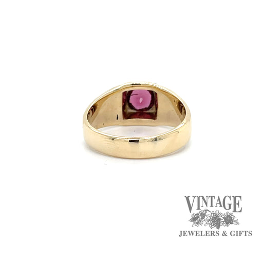 Wide Band Ring with beautiful Purple Garnet in 14k BACK