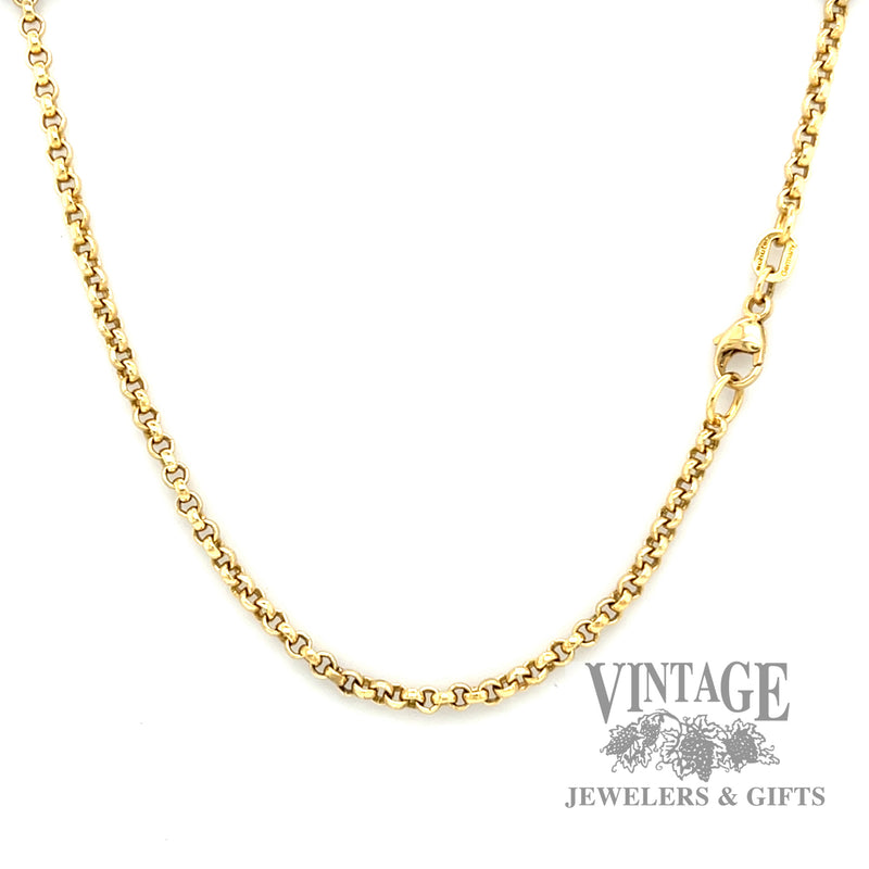 18” 18k solid gold round cable link chain necklace