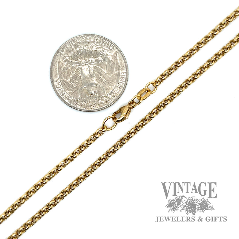 18” 18k solid gold round cable link chain necklace