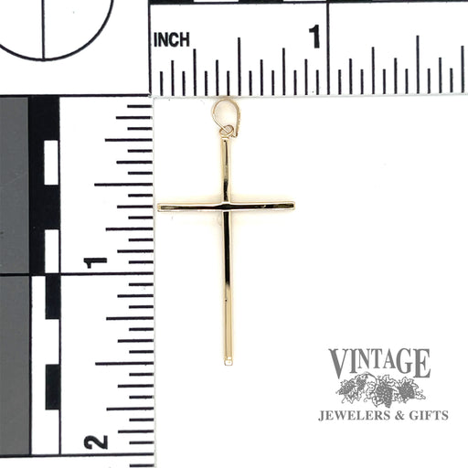 Contemporary 14k gold cross pendant back scale