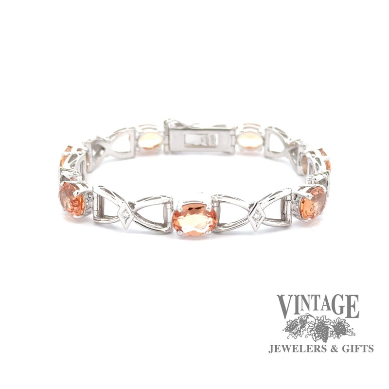 18kw gold Precious topaz and diamond estate bracelet