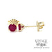 Natural ruby 4mm round 14k gold stud earrings