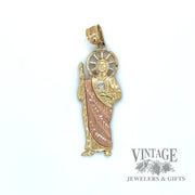 Sacred heart Jesus 14k tri-color gold pendant