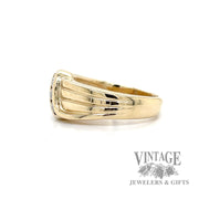 Diamond and 14k gold fluted bypass ring SIDE1
